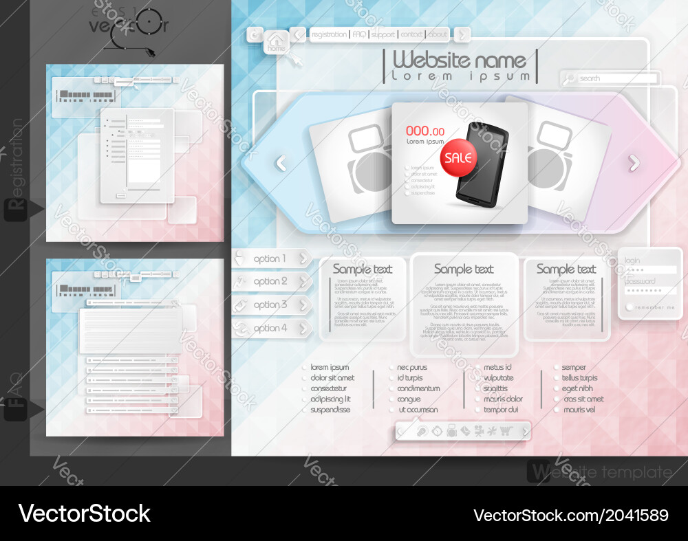 Website design template menu elements vector image