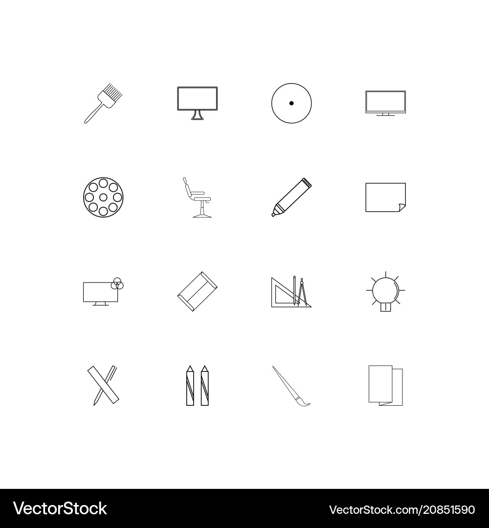 Creative process and design linear thin icons set vector image