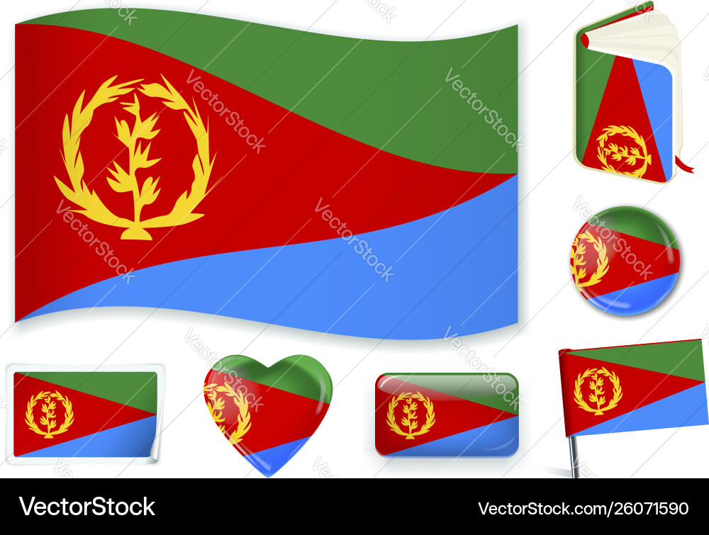 Eritrea flag in seven shapes editable Vector Image