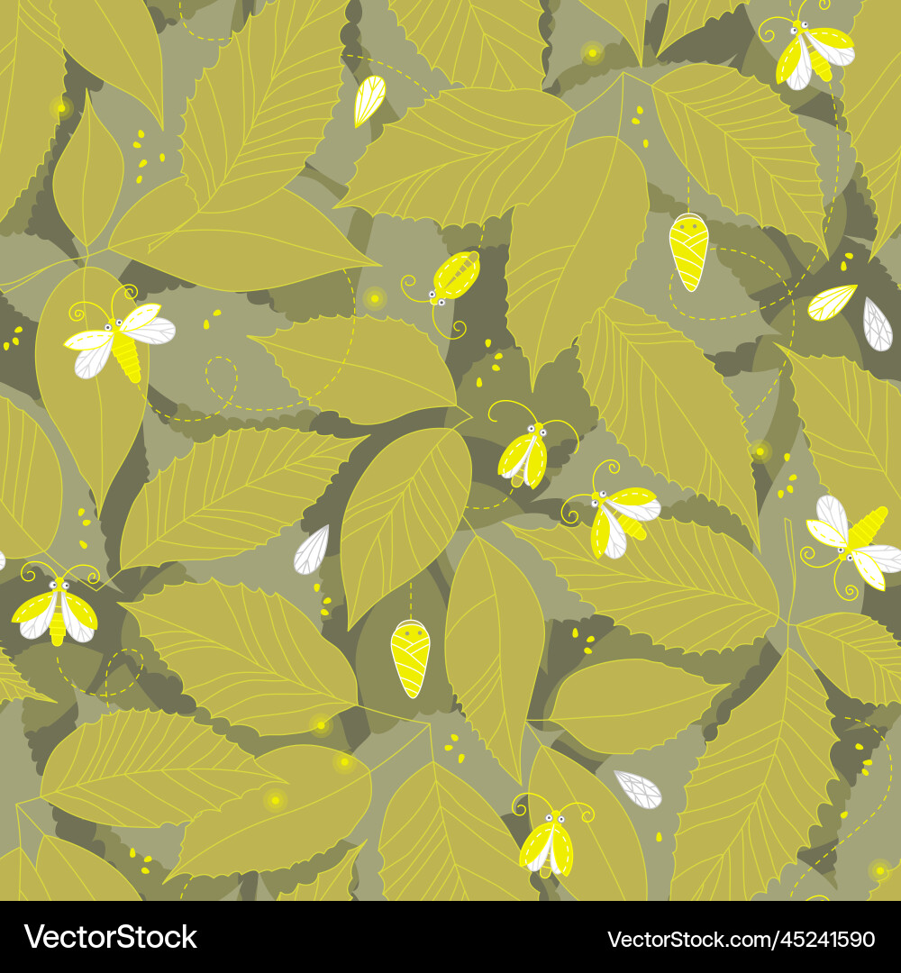 Light yellow seamless pattern firefly in dense Light yellow seamless pattern firefly in dense vector image