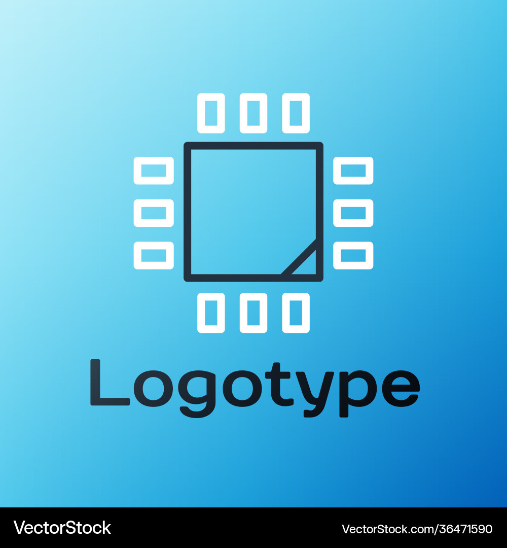 Line computer processor with microcircuits cpu Line computer processor with microcircuits cpu vector image