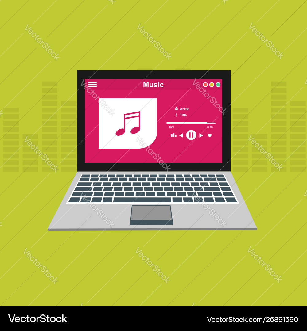 Media player application app template with flat Media player application app template with flat vector image
