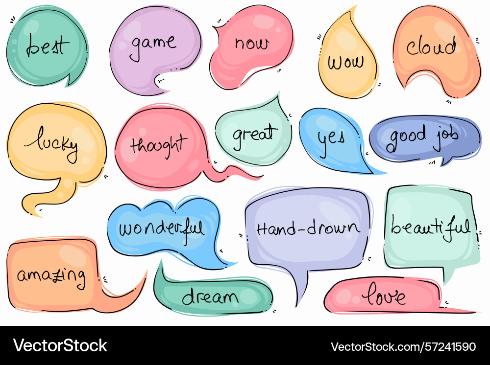 Multicolored speech bubbles for selecting text Multicolored speech bubbles for selecting text Vector Image