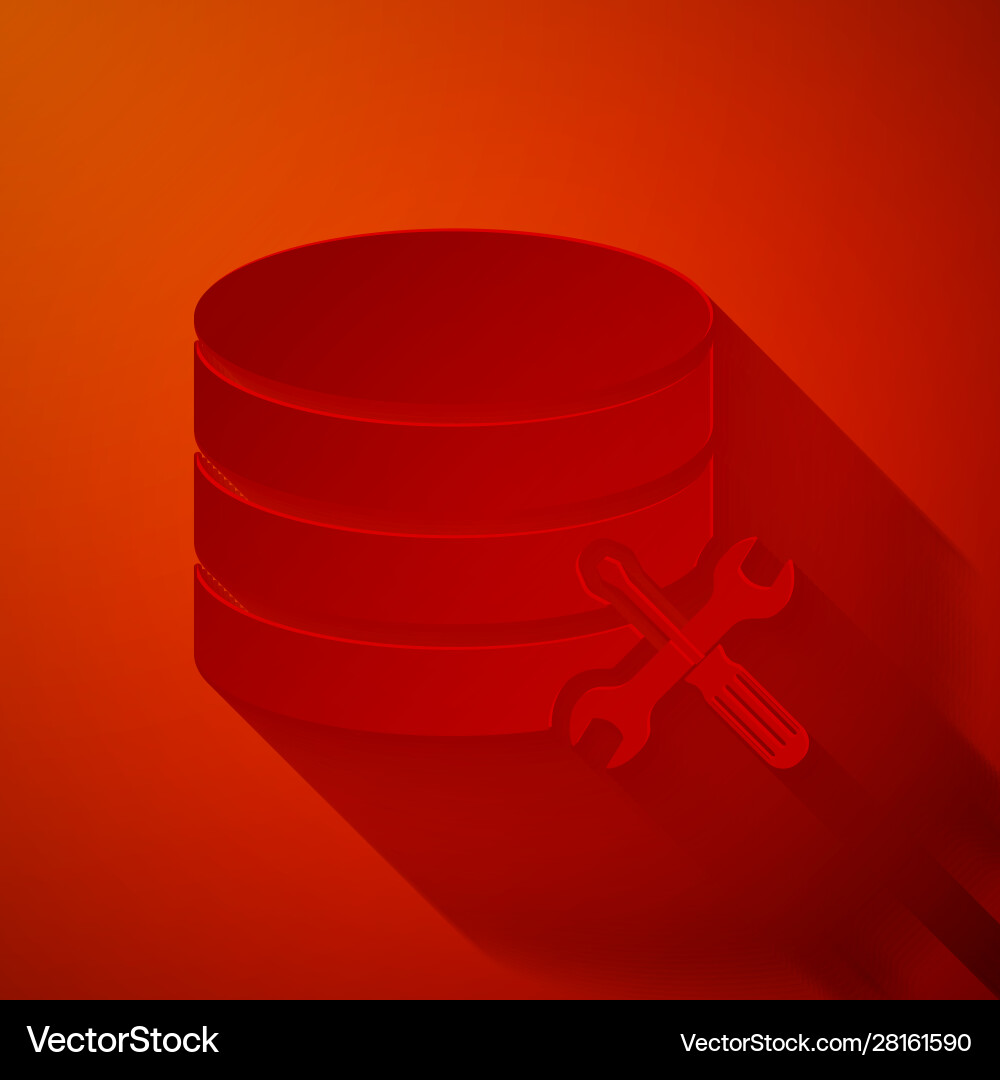 Paper cut database server with screwdriver Paper cut database server with screwdriver vector image