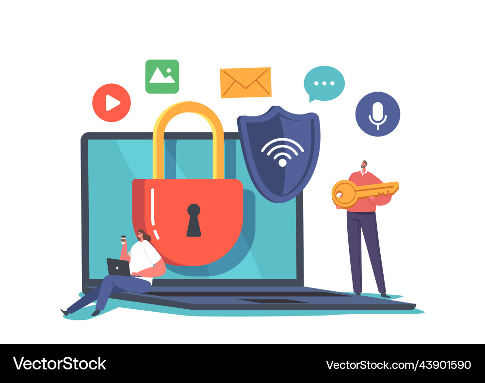 Personal data safety in internet computer Personal data safety in internet computer vector image