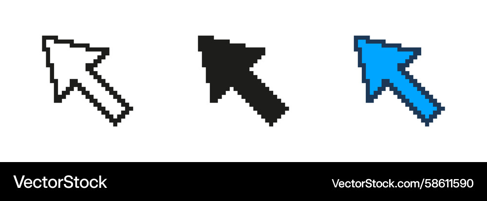 Pixelated mouse pointer icon set classic arrow Vector Image