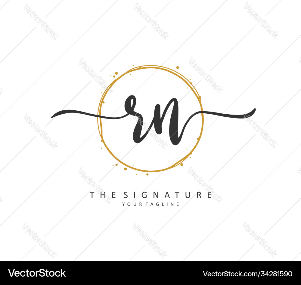 R n rn initial letter handwriting and signature Vector Image
