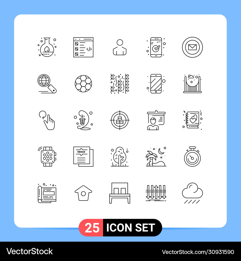 Set 25 lines on grid for ribbon ui list vector image