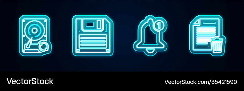 Set line hard disk drive hdd sync refresh floppy Set line hard disk drive hdd sync refresh floppy vector image