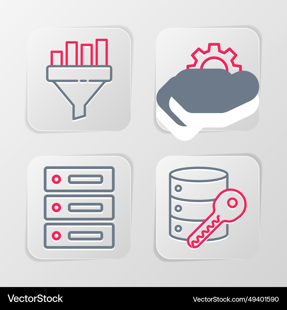 Set line server security with key data web Set line server security with key data web vector image