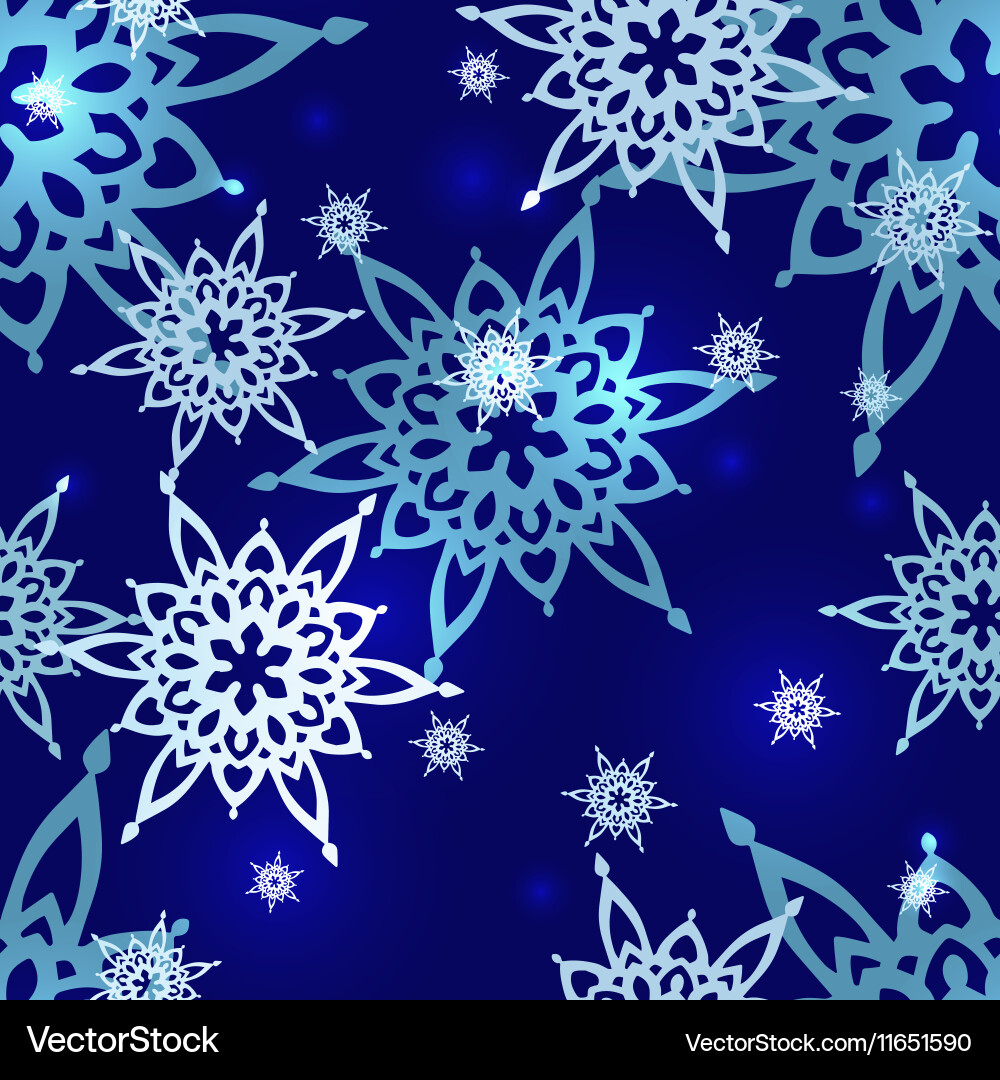 Snowflake seamless pattern vector image