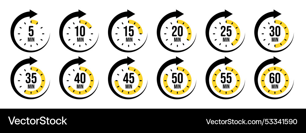 Stopwatch icons with pointer arrow colorful Vector Image