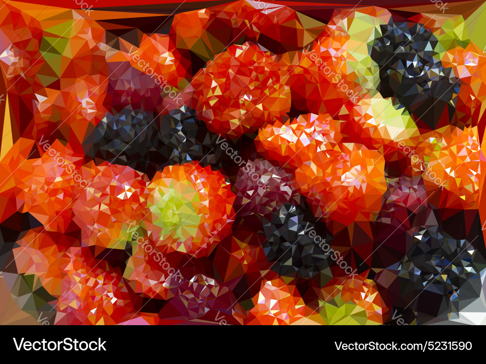 Triangle background with strawberry and Vector Image