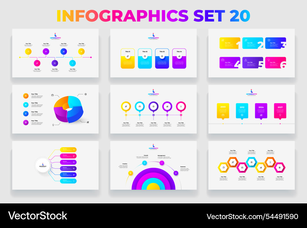 Vibrant set of infographic templates featuring Vibrant set of infographic templates featuring vector image