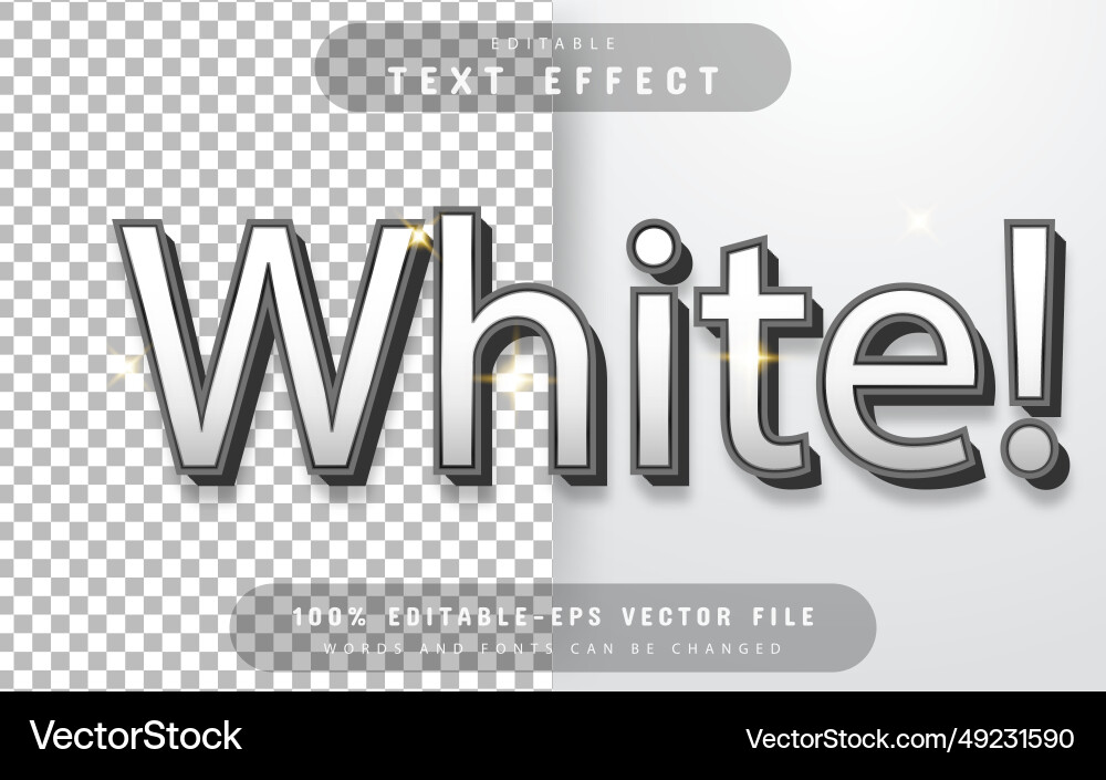 White 3d text effect editable White 3d text effect editable vector image