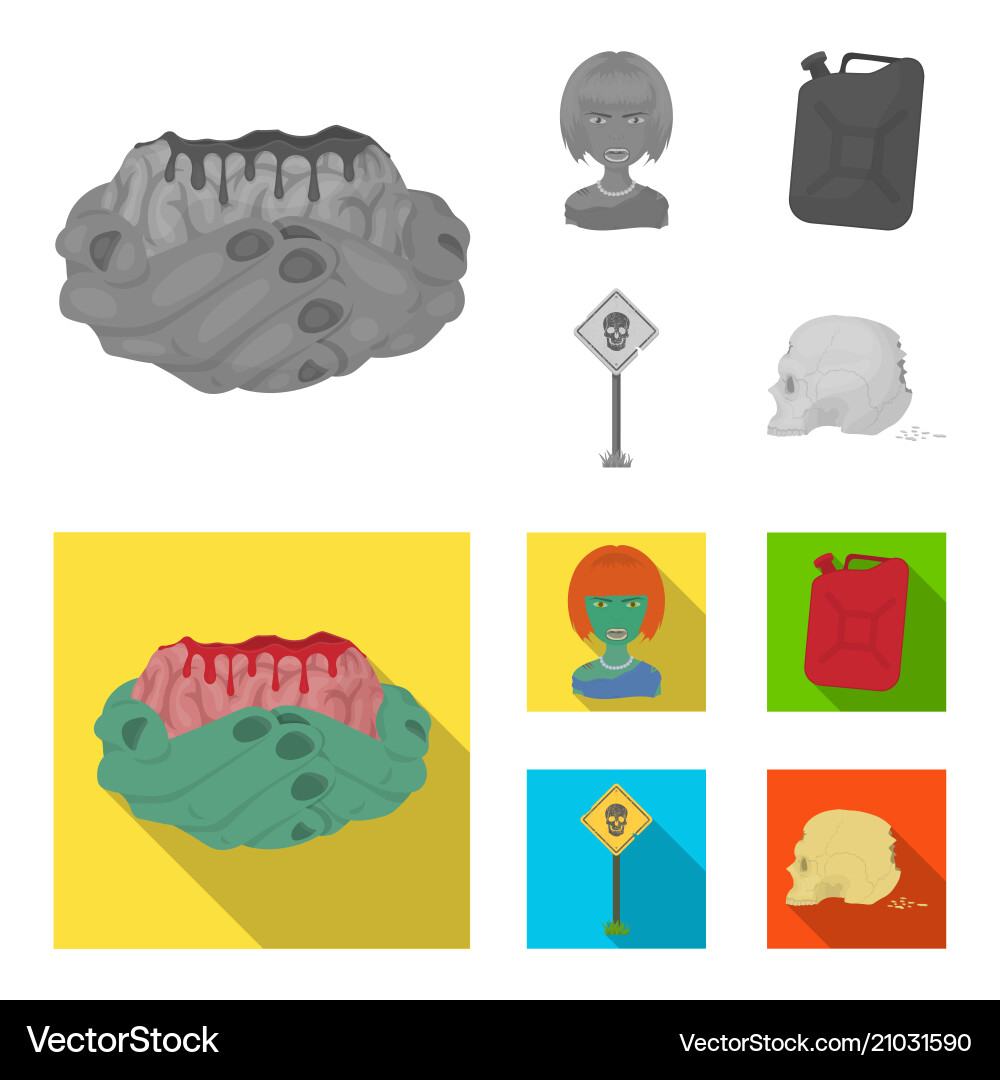 Zombies and attributes monochromeflat icons Vector Image