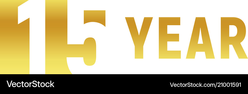 15 year happy birthday gold logo on white vector image