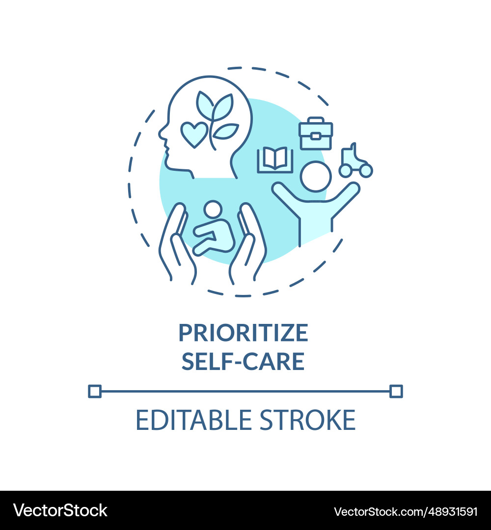 2d customizable thin line icon prioritize self 2d customizable thin line icon prioritize self vector image