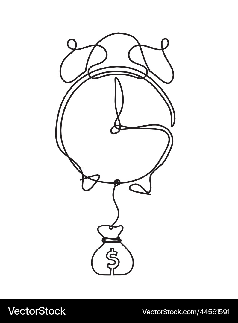 Abstract clock with dollar as line drawing Abstract clock with dollar as line drawing Vector Image