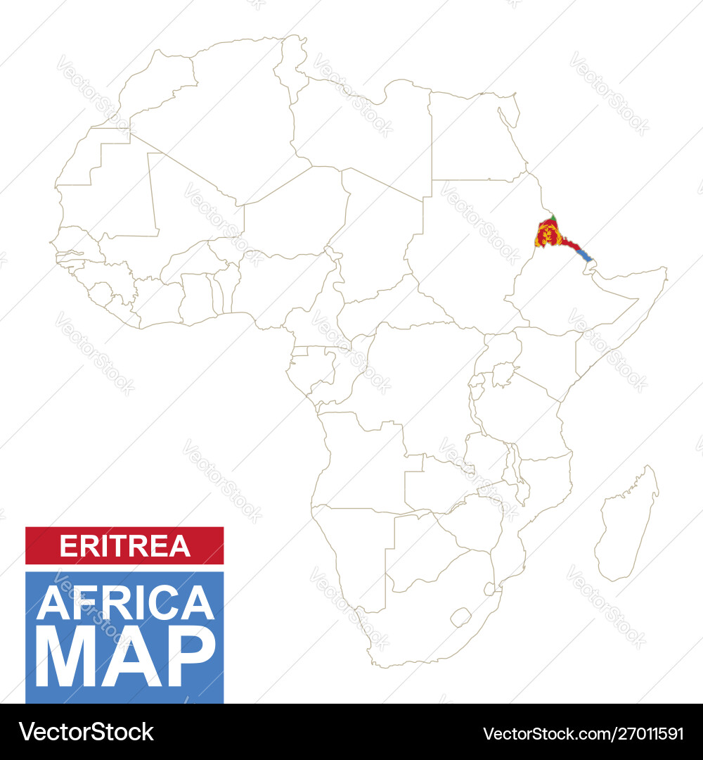 Africa contoured map with highlighted eritrea vector image