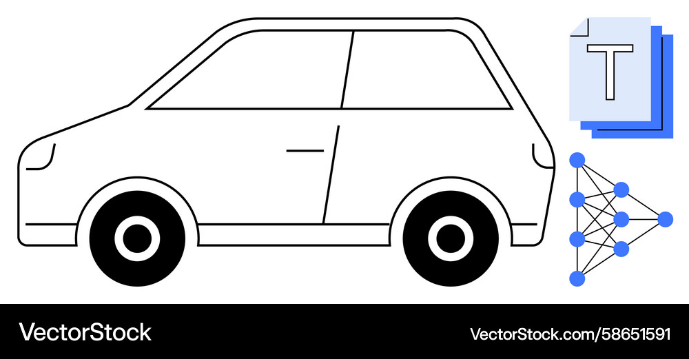 Autonomous vehicle with machine learning and data Vector Image