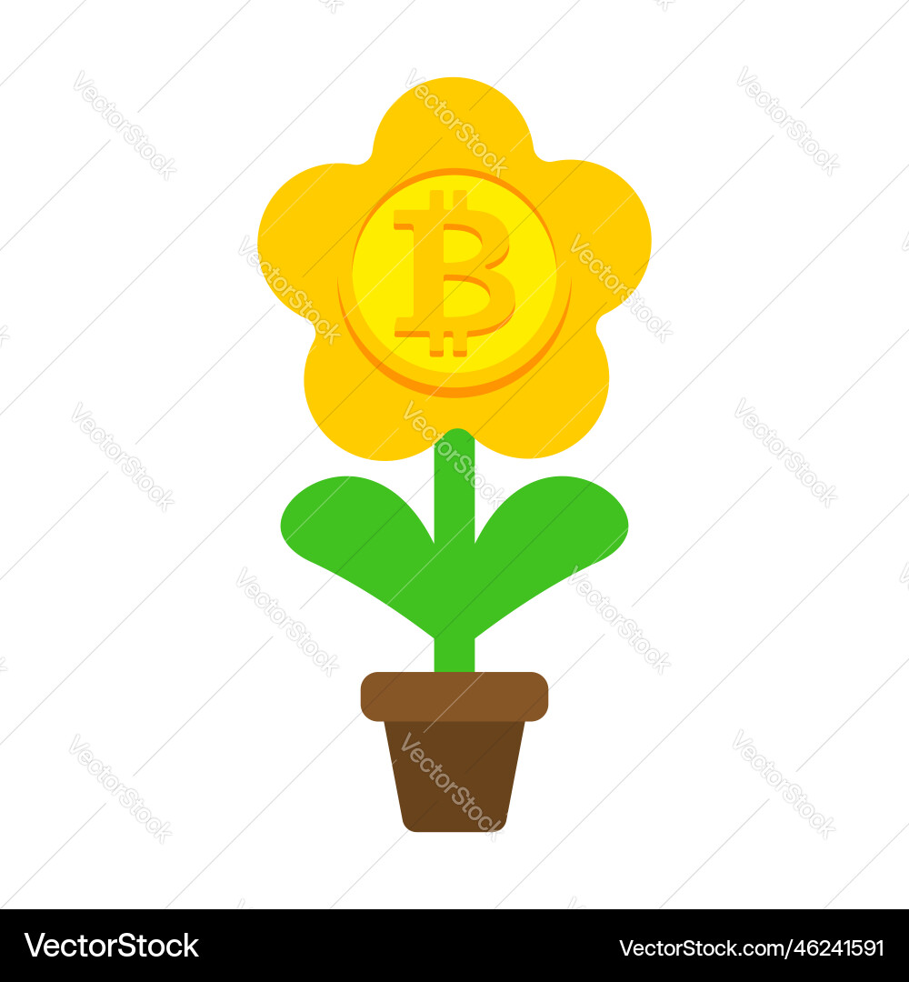 Bitcoin plant in pot cryptocurrency flower – Royalty-Free Vector |  VectorStock