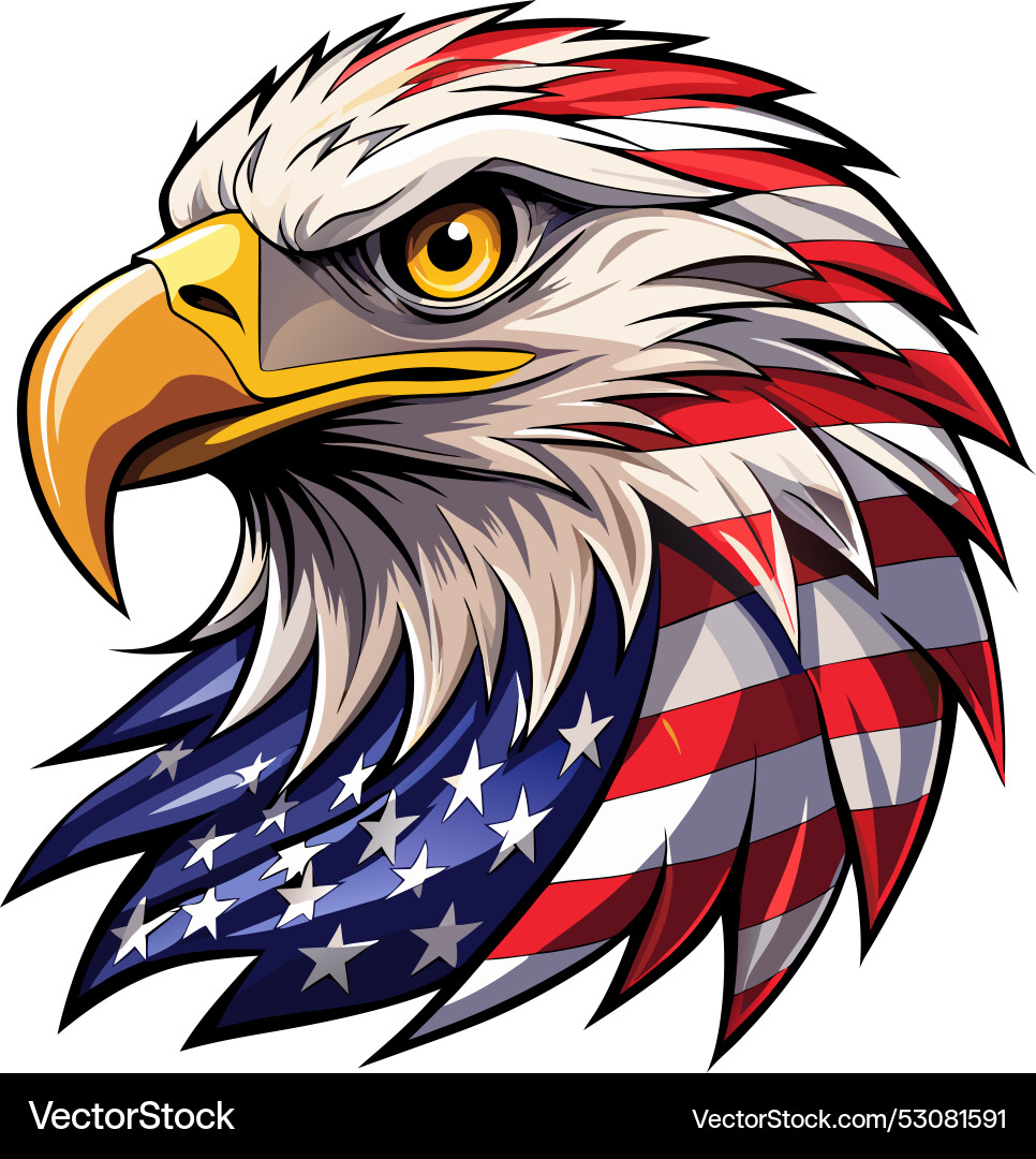 Eagle head with american flag pattern Royalty Free Vector