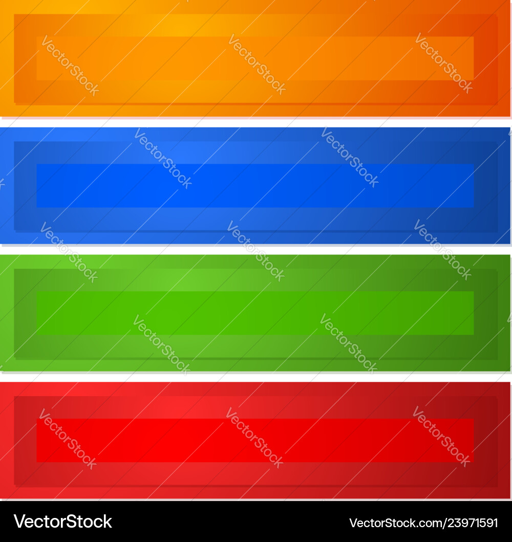 Horizontal buttons with bevel effect in 4 color Vector Image