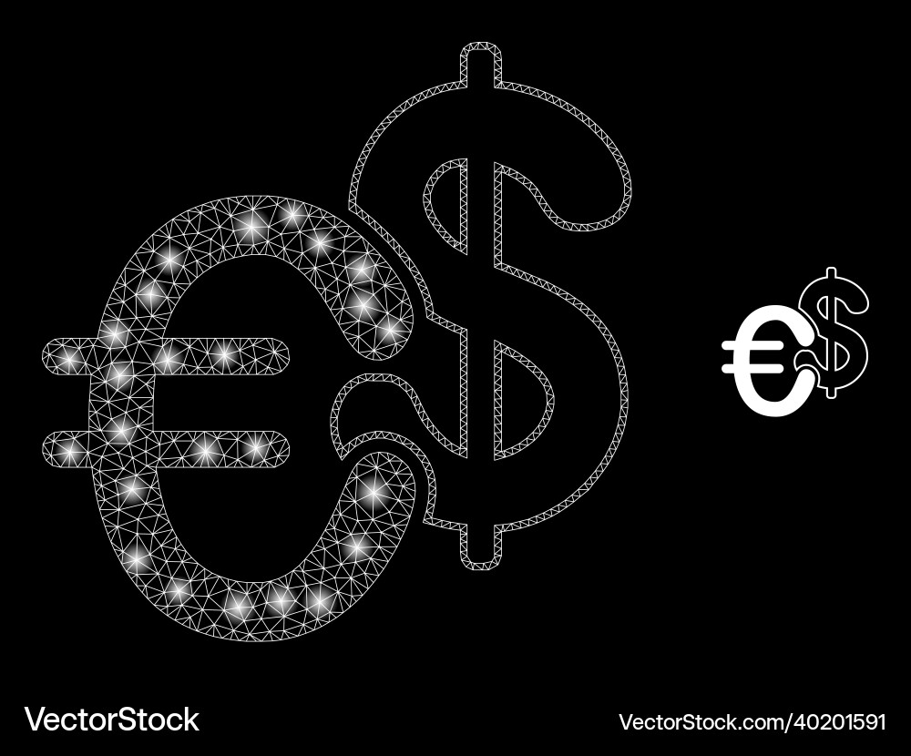 Mesh web currency with glowing network dots Mesh web currency with glowing network dots vector image