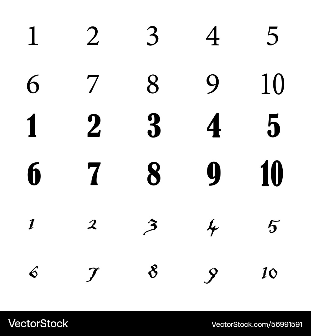 Numbers icon stylized digit collection numeric Numbers icon stylized digit collection numeric Vector Image