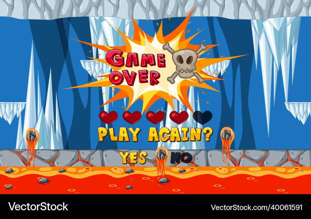 Platformer game template with ice cave Platformer game template with ice cave vector image
