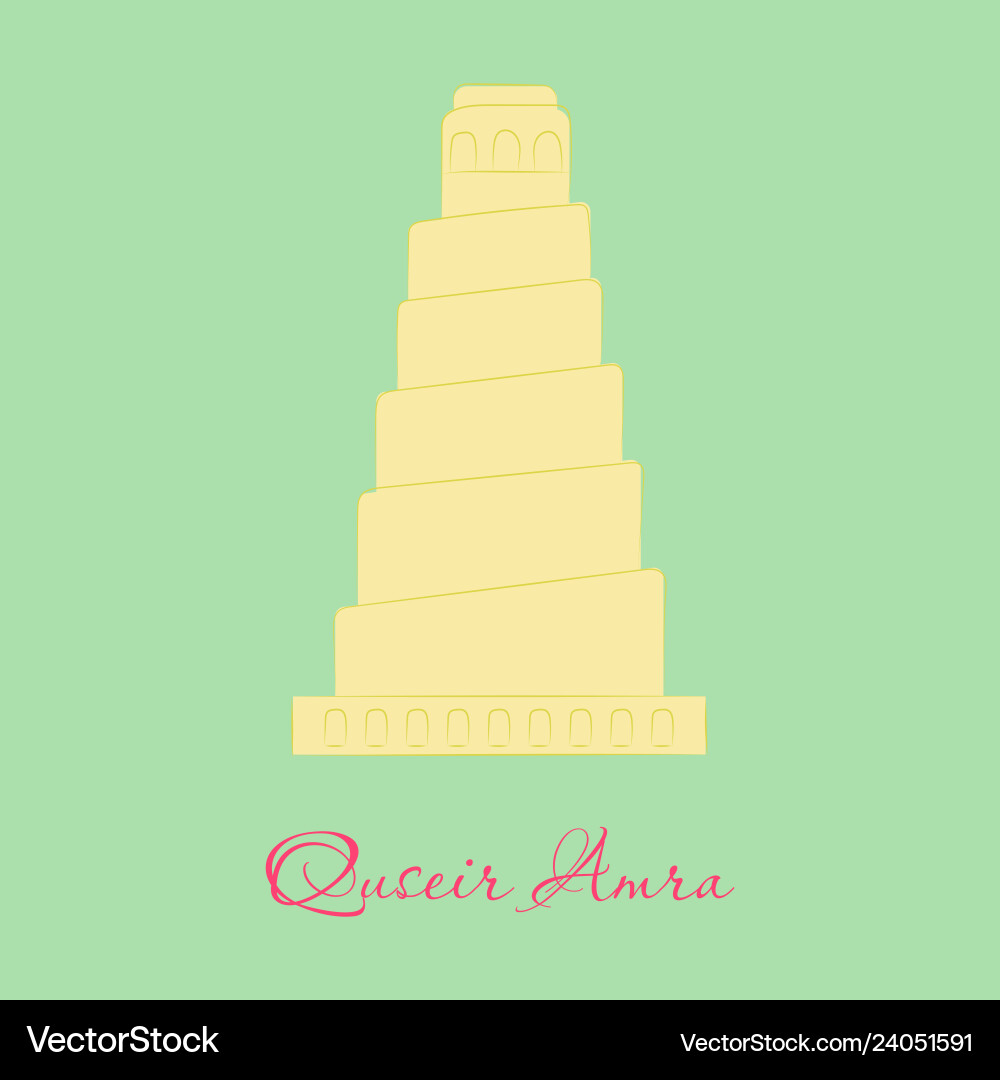 Qasr amra in jordan flat cartoon style historic Vector Image