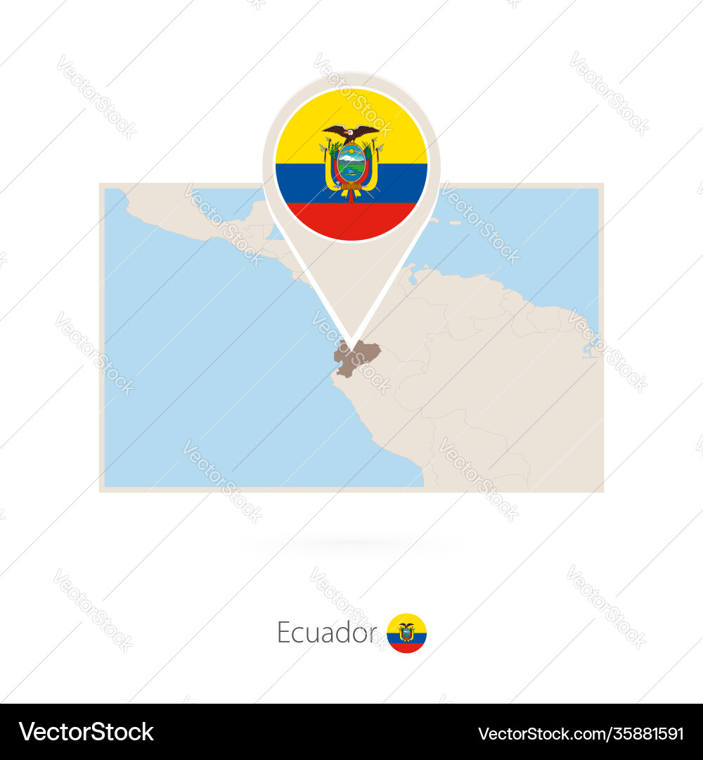 Rectangular map ecuador with pin icon Rectangular map ecuador with pin icon vector image