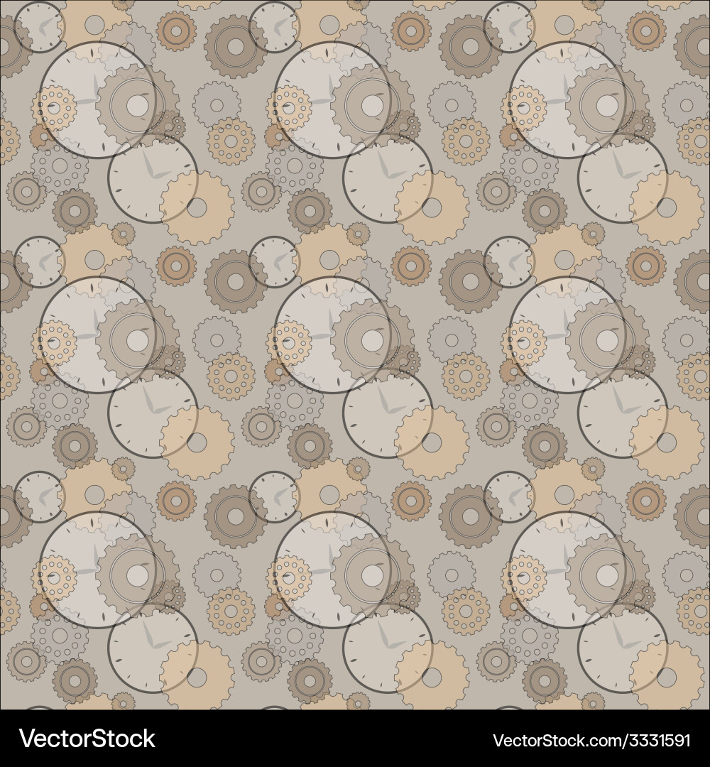Seamless pattern with clocks and cog wheels vector image