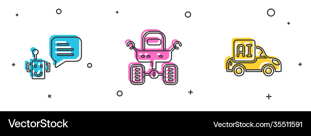Set bot mars rover and autonomous smart car icon Set bot mars rover and autonomous smart car icon vector image