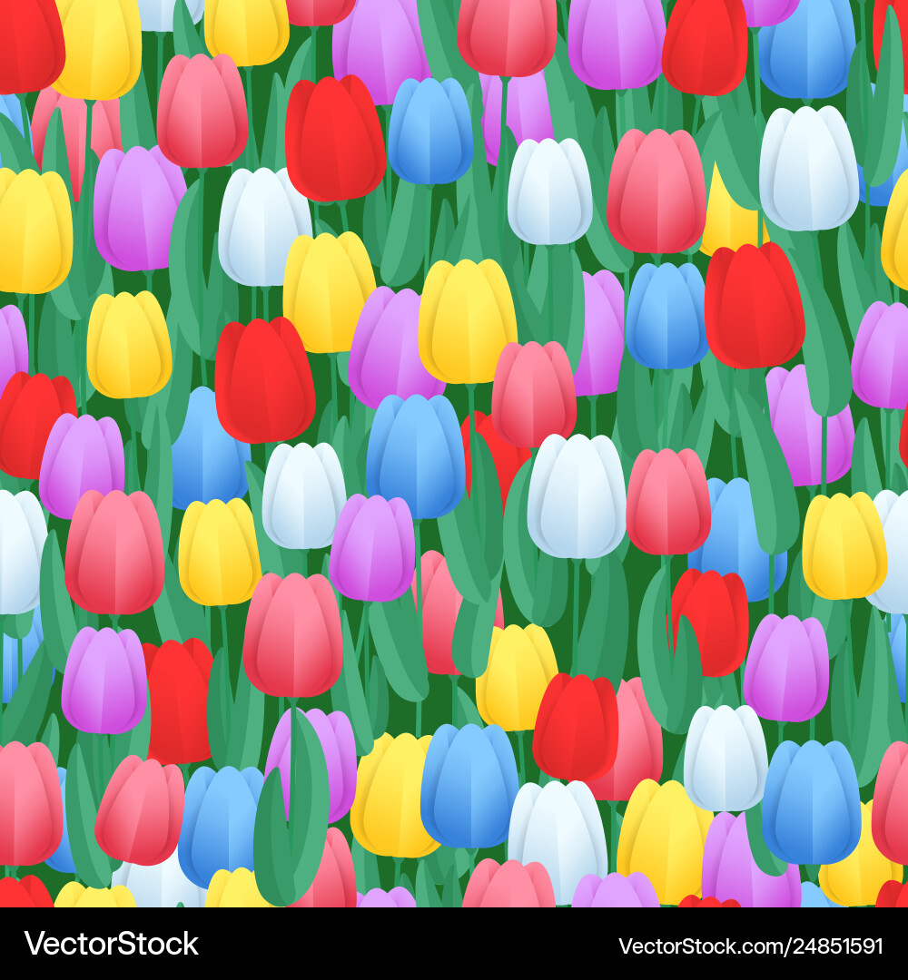 Spring Tulips Pattern - Abstract vector image