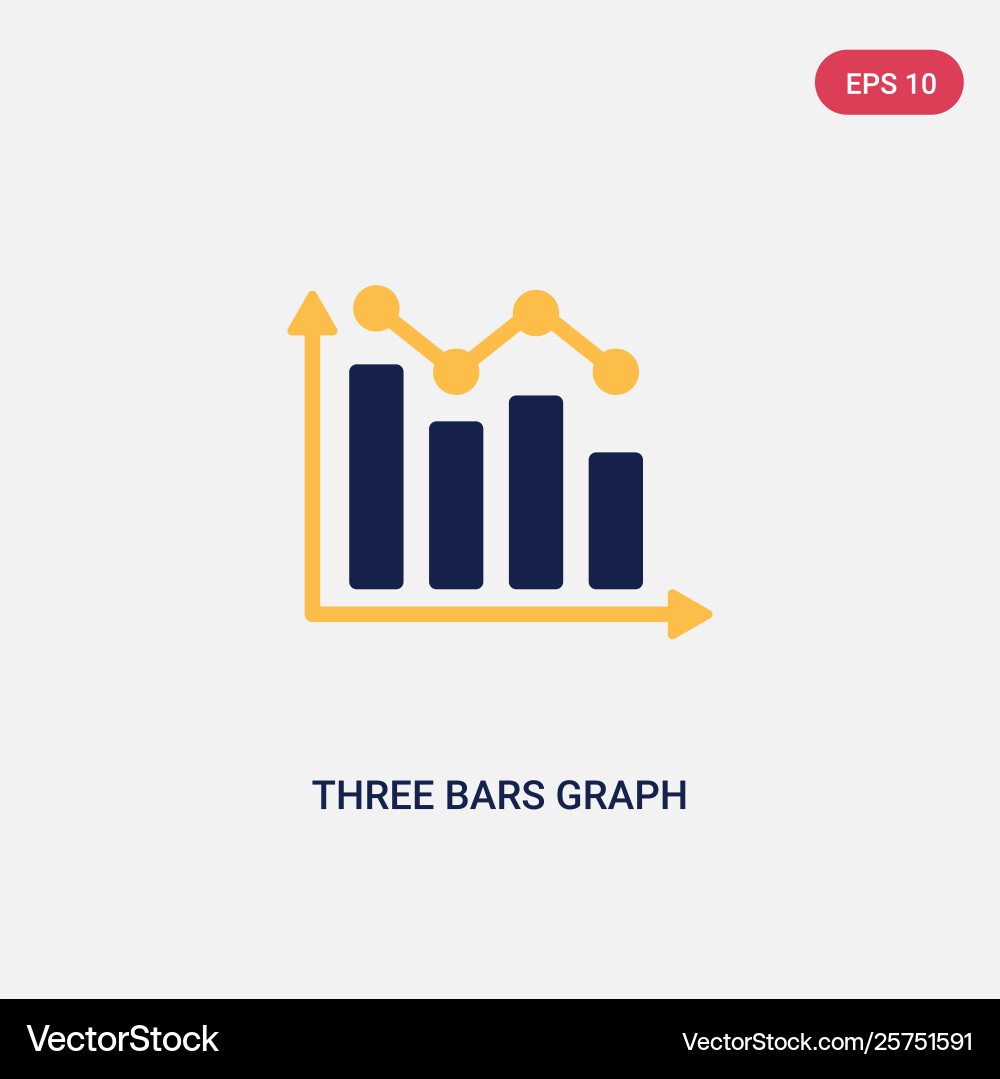 Two color three bars graph icon from ultimate Two color three bars graph icon from ultimate vector image