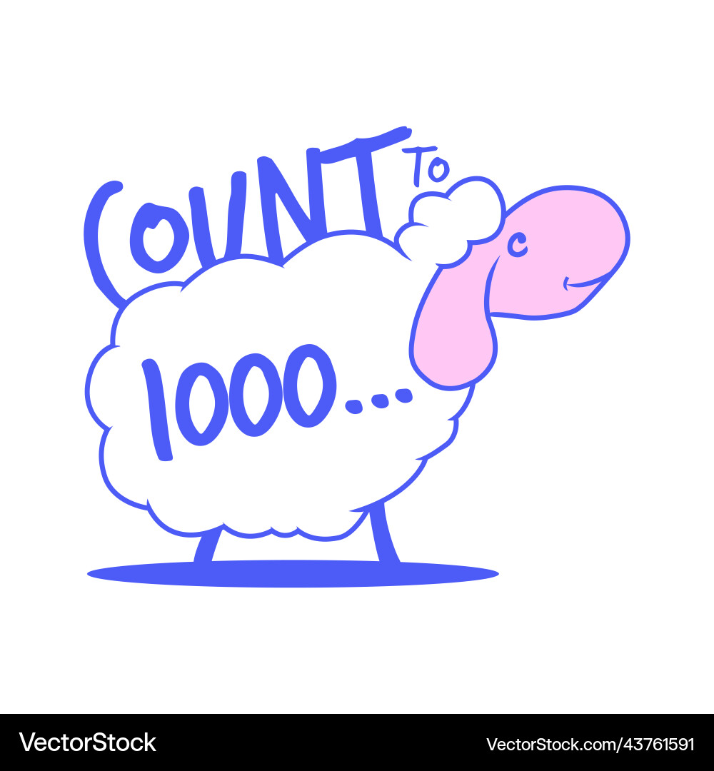 Typography slogan with cute sheep and text count vector image