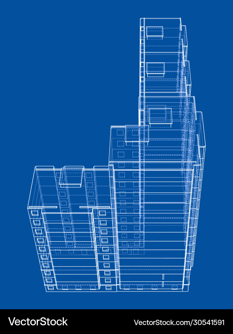 Wire-frame model a multi-storey building Wire-frame model a multi-storey building vector image