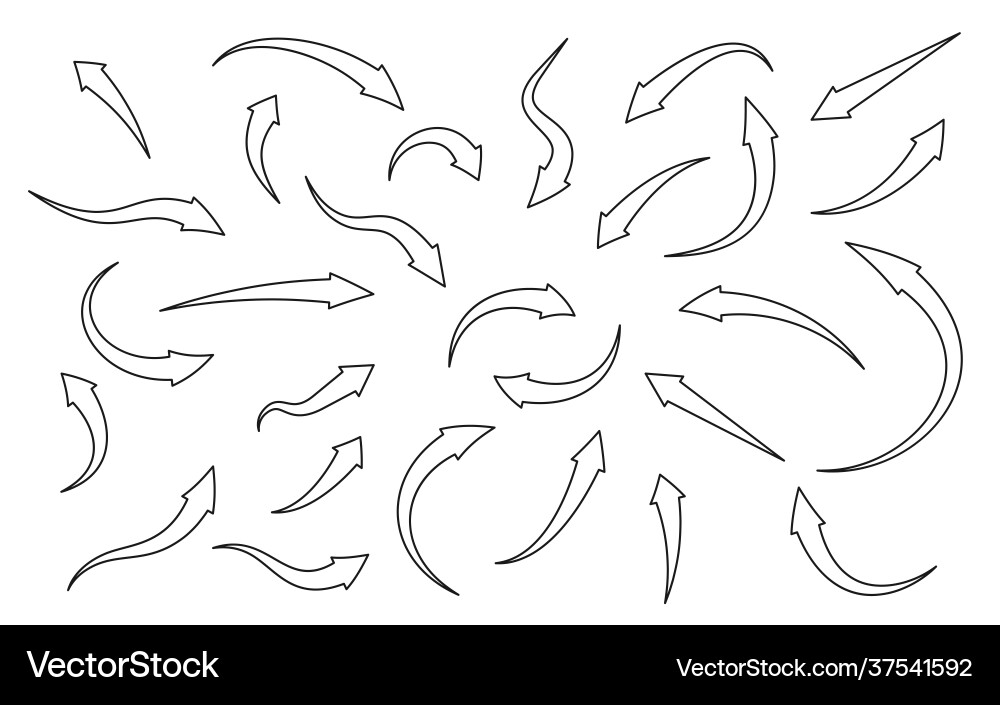 Black line arrow icon cursor curve sign set Black line arrow icon cursor curve sign set vector image