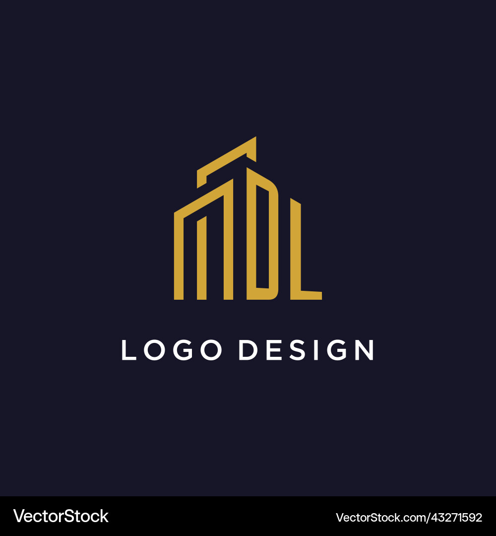 Dl Initial-Monogramm mit Baulogo-Design Vektorbild