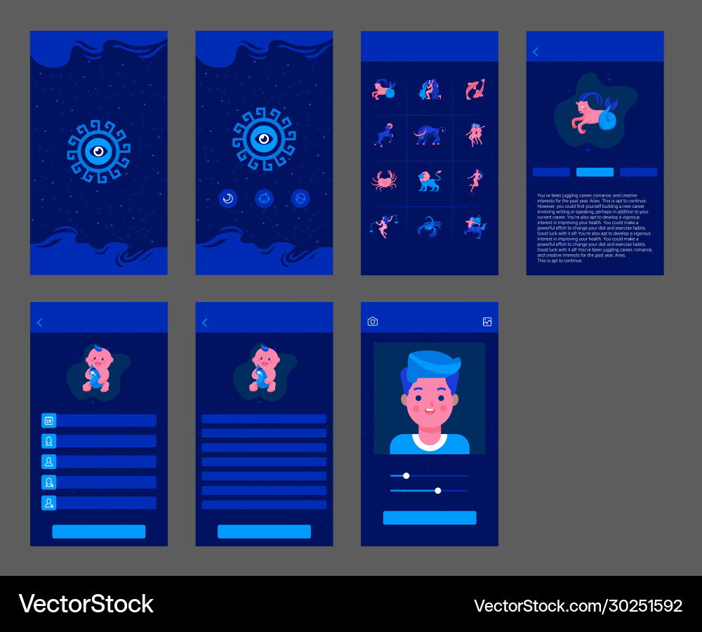 Horoscope ui design app mobile user interface Horoscope ui design app mobile user interface vector image