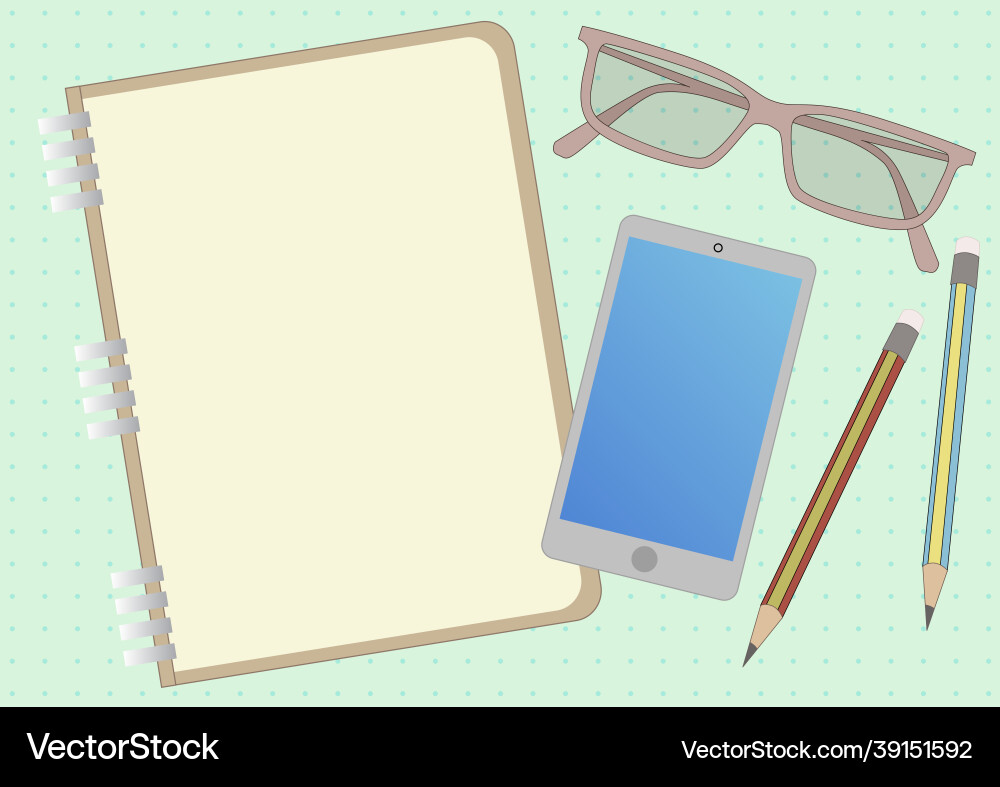 Notebook drawing with mobile device eyeglasses Vector Image