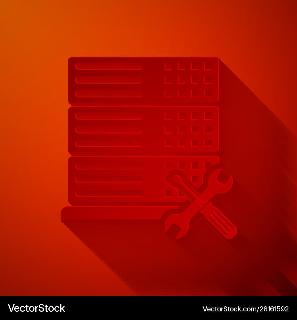 Paper cut database server with screwdriver Paper cut database server with screwdriver Vector Image