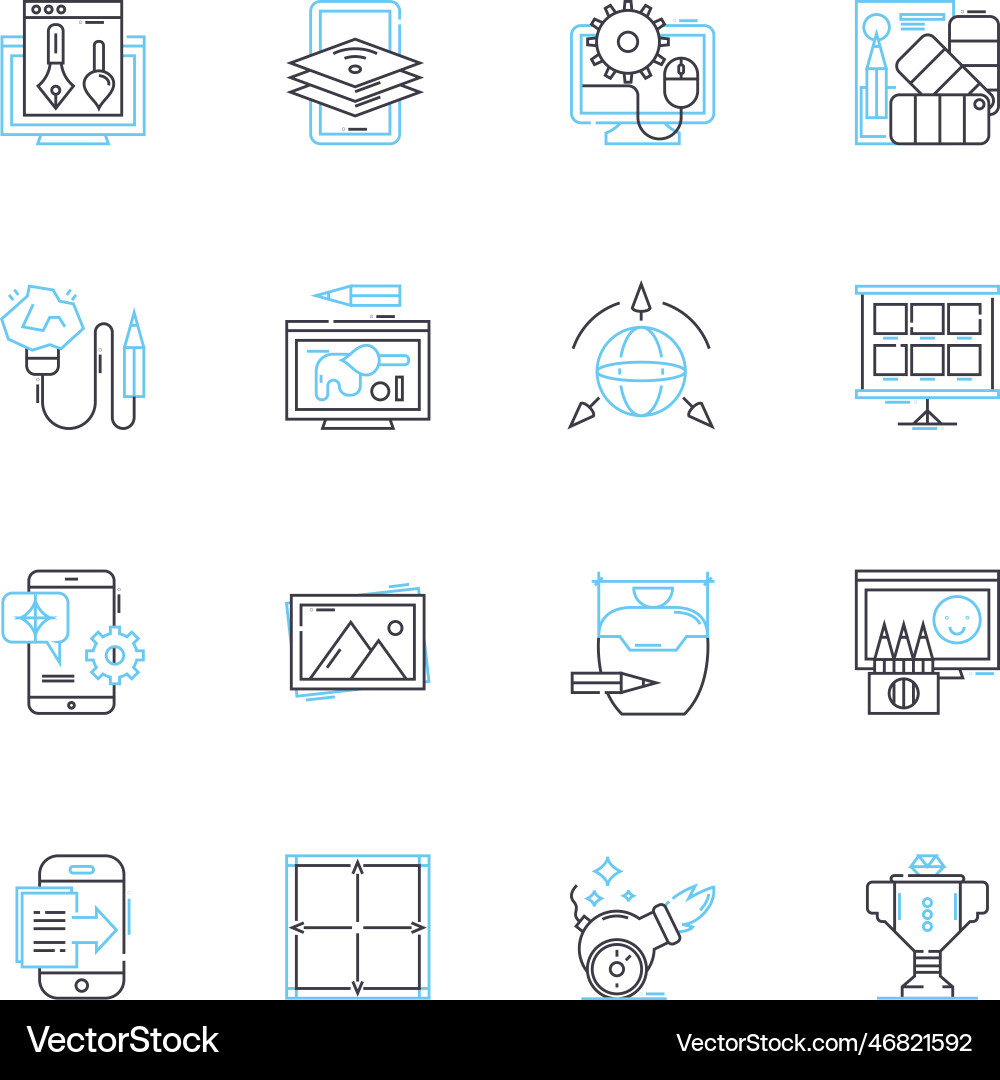Prism linear icons set reflection refraction Prism linear icons set reflection refraction Vector Image