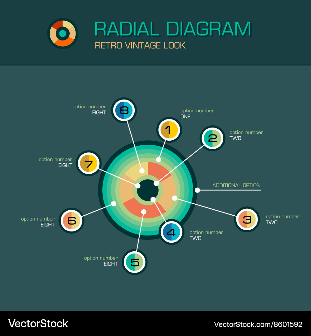 Radial Data Diagram with Beam Pointers Vector Image