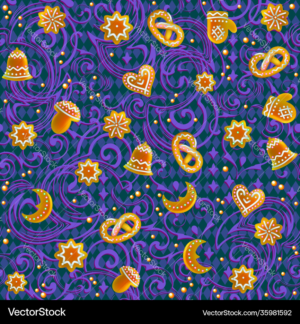 Seamless pattern ornament with holiday sweets Seamless pattern ornament with holiday sweets vector image