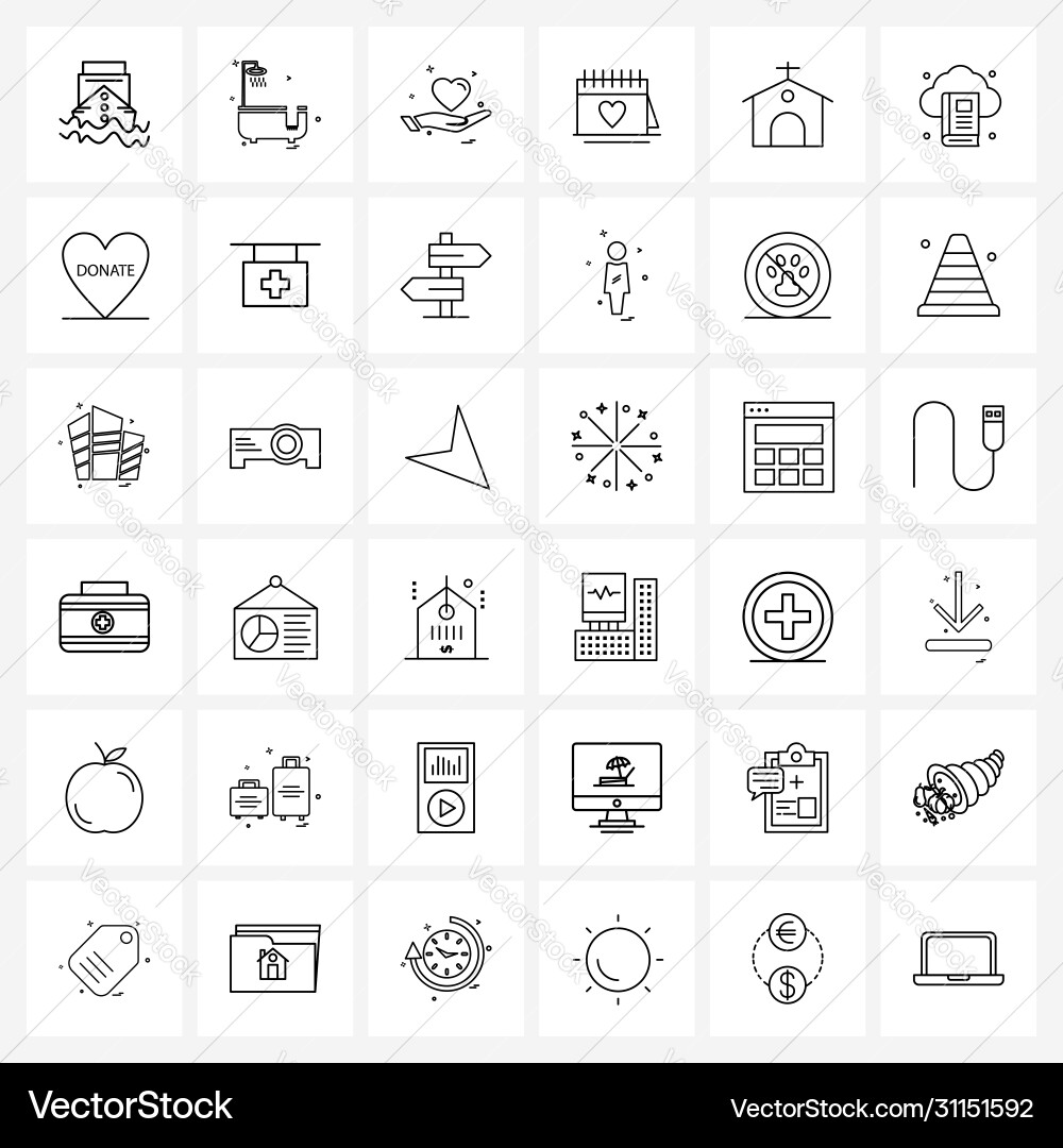 Set 36 simple line icons for web and print Vector Image