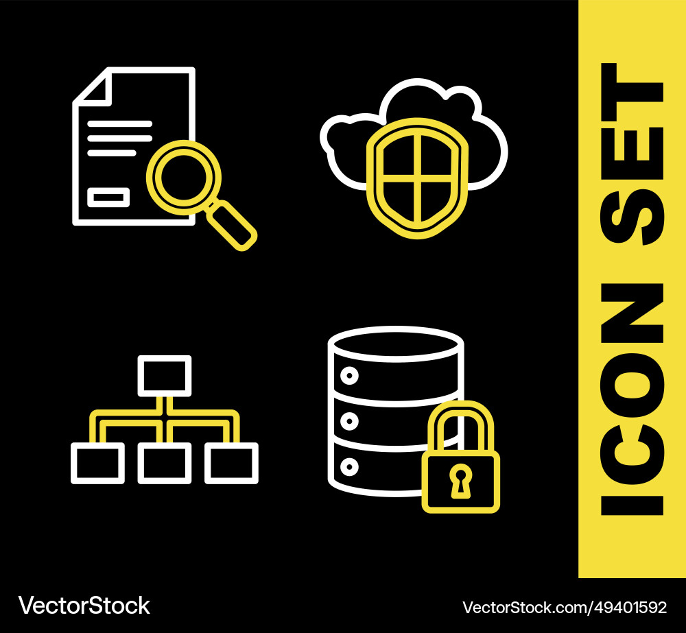 Set line cloud and shield server security Vector Image