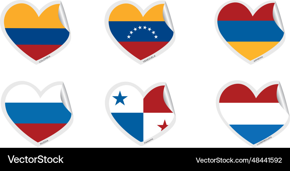 Set of heart shapes with different flags Set of heart shapes with different flags vector image